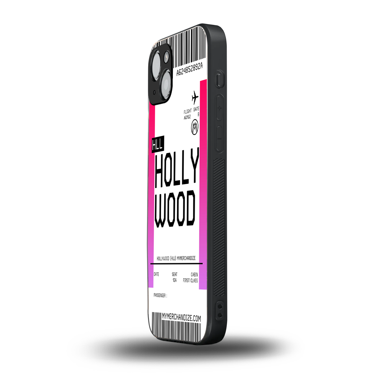 hollywood boarding pass ticket back phone cover | glass case for iphone 15