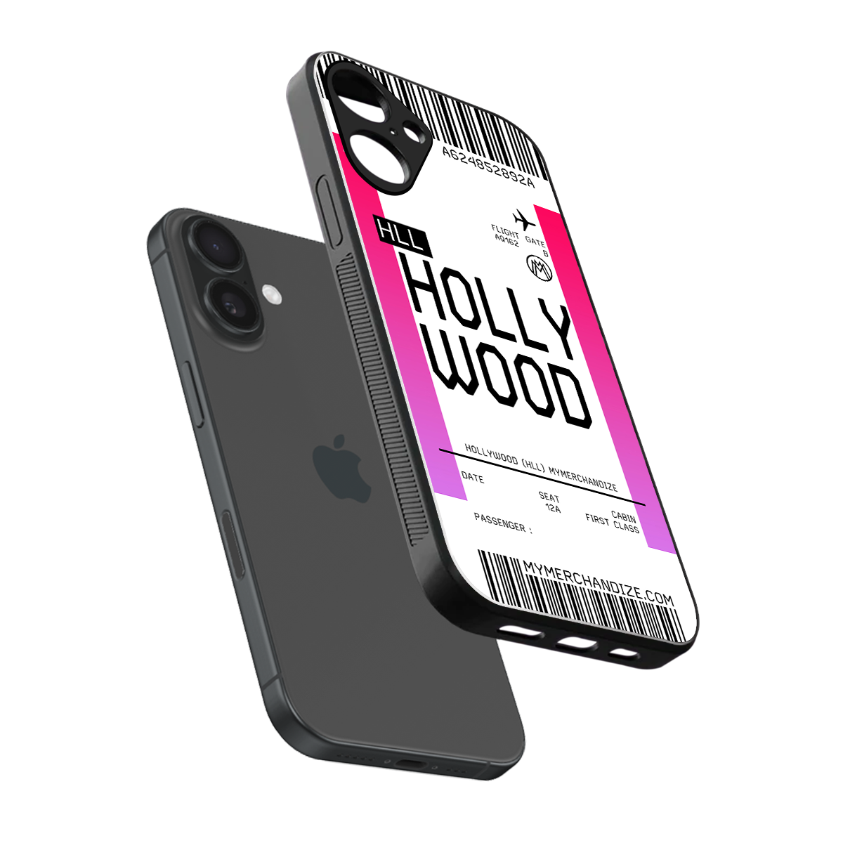 hollywood boarding pass ticket back phone cover | glass case for iphone 16 plus