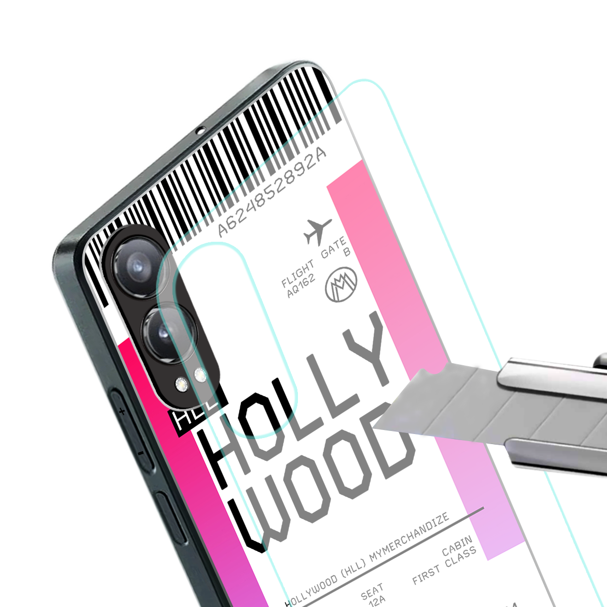 hollywood boarding pass ticket back phone cover | glass case for oneplus nord ce 4 lite