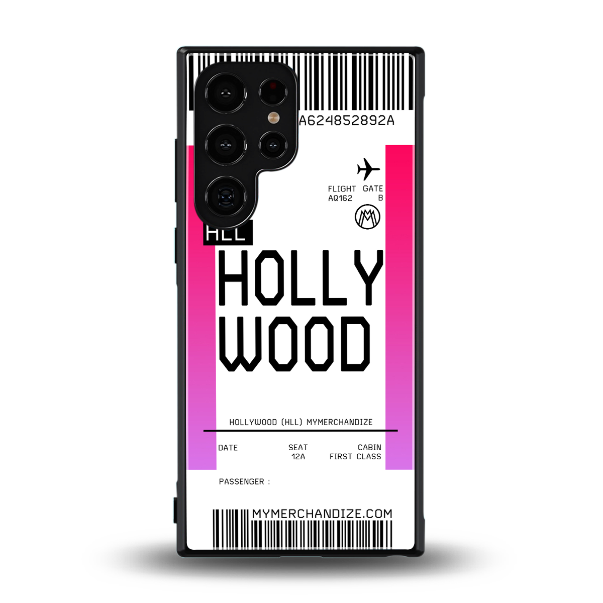 hollywood boarding pass ticket back phone cover | glass case for samsung galaxy s24 ultra