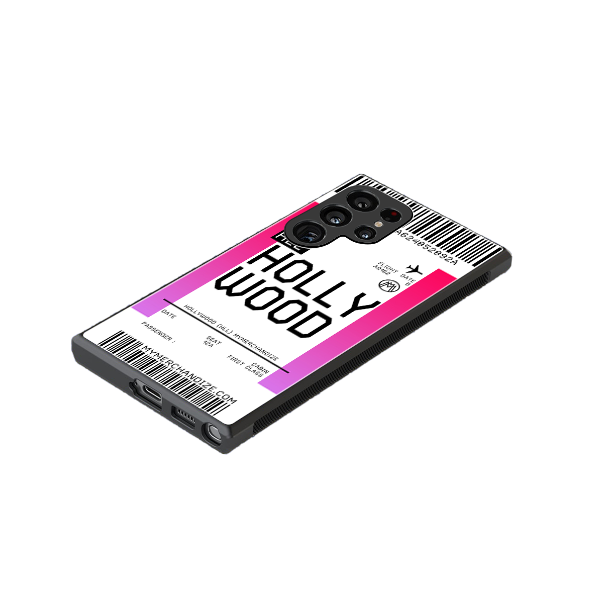 hollywood boarding pass ticket back phone cover | glass case for samsung galaxy s24 ultra