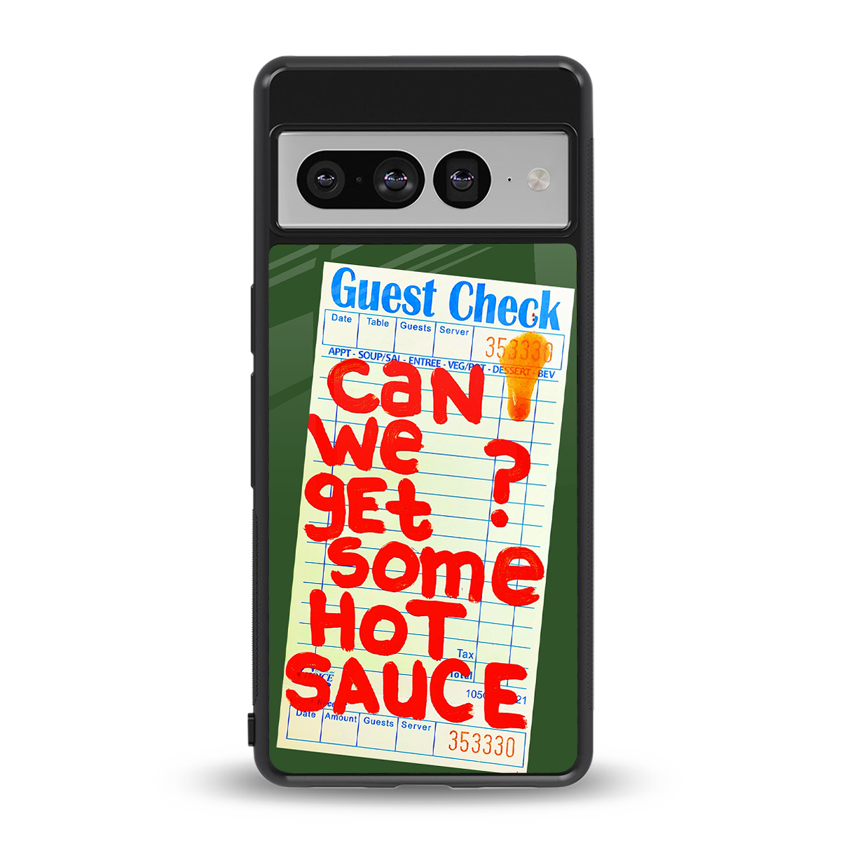 hot sauce back phone cover | glass case for google pixel 7 pro