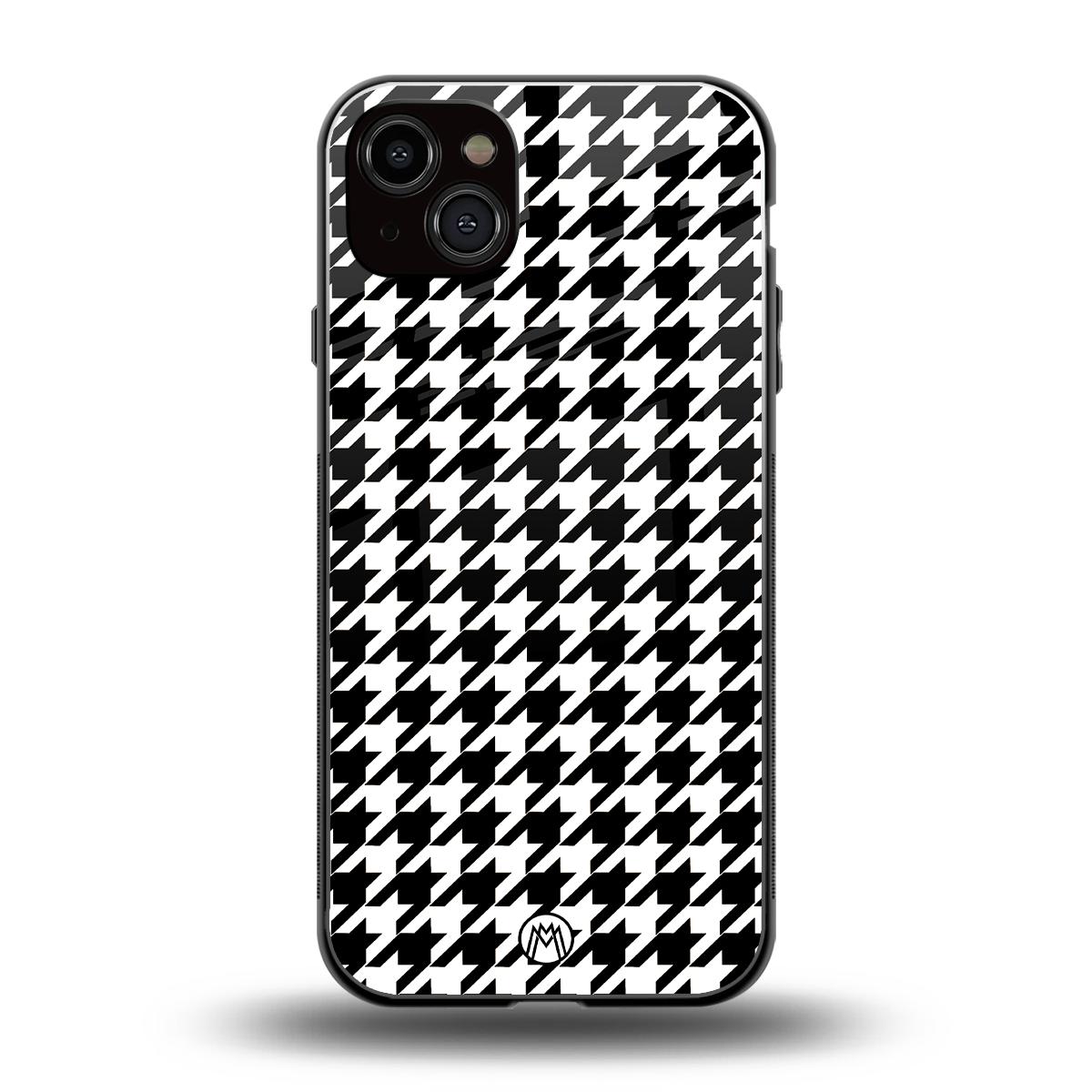 houndstooth classic back phone cover | glass case for iphone 15 plus