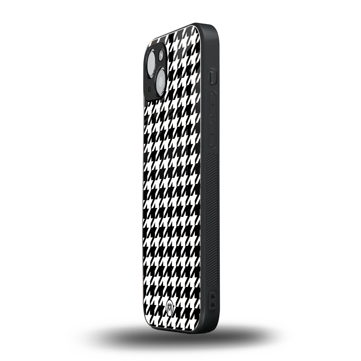 houndstooth classic back phone cover | glass case for iphone 15 plus