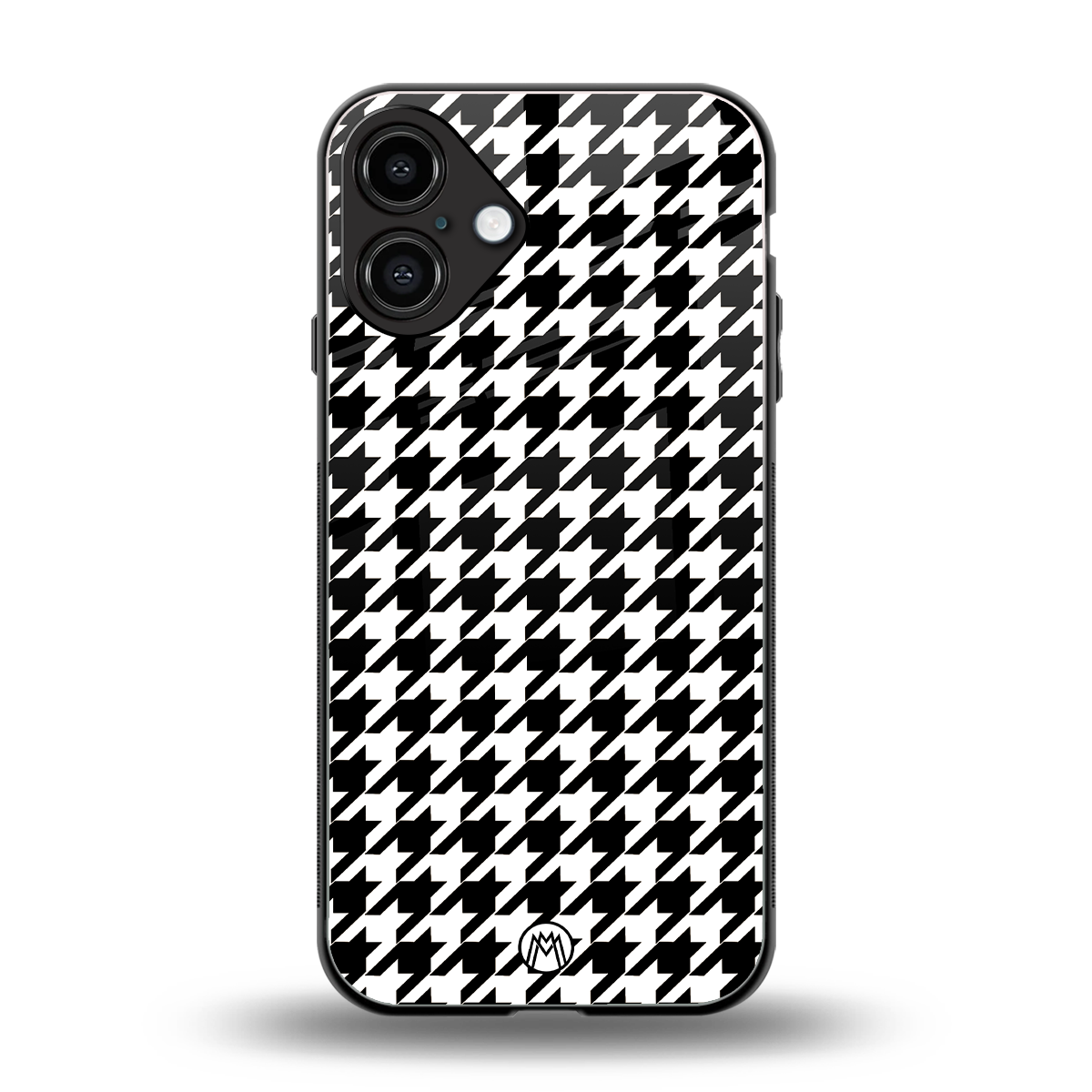 houndstooth classic back phone cover | glass case for iphone 16 plus