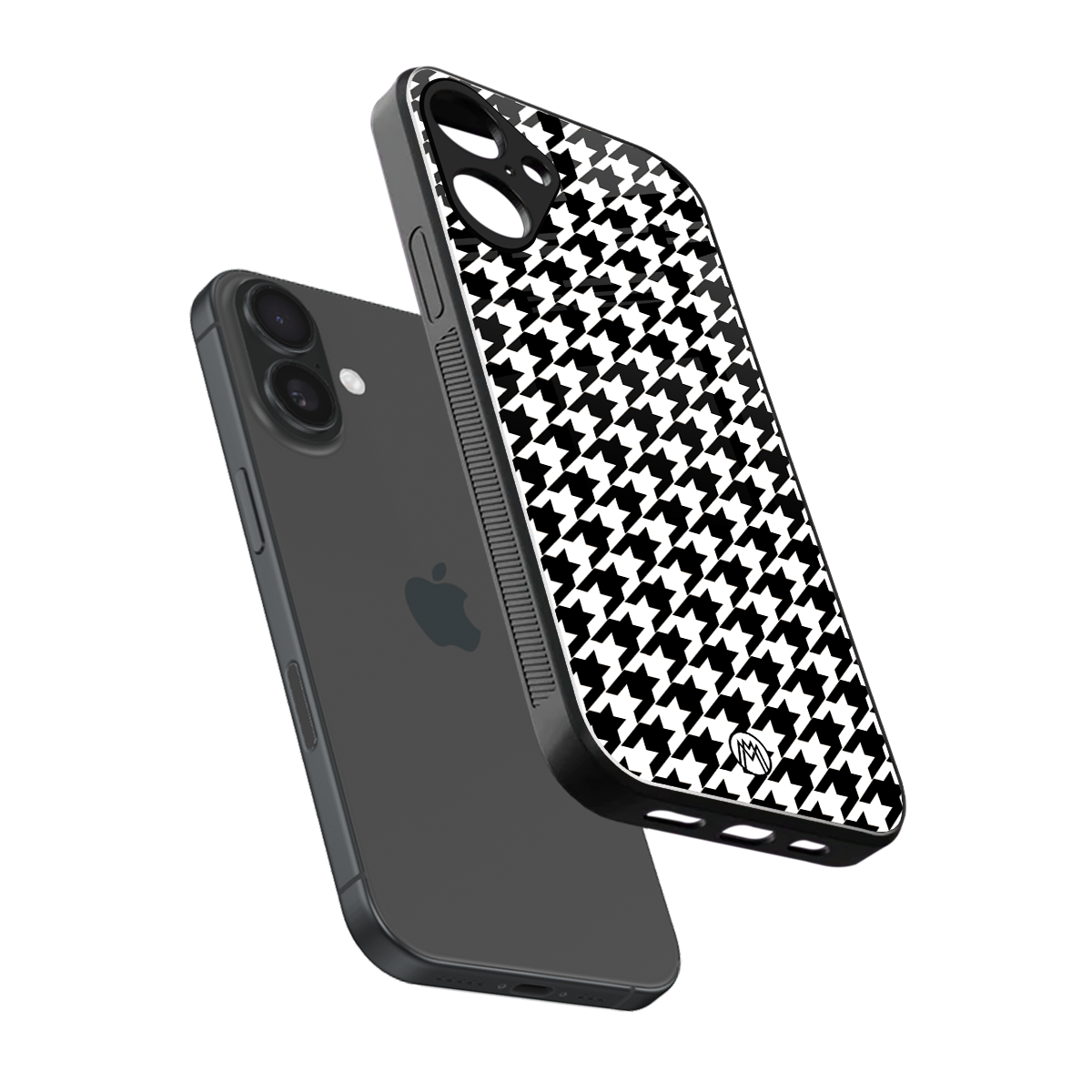 houndstooth classic back phone cover | glass case for iphone 16 plus