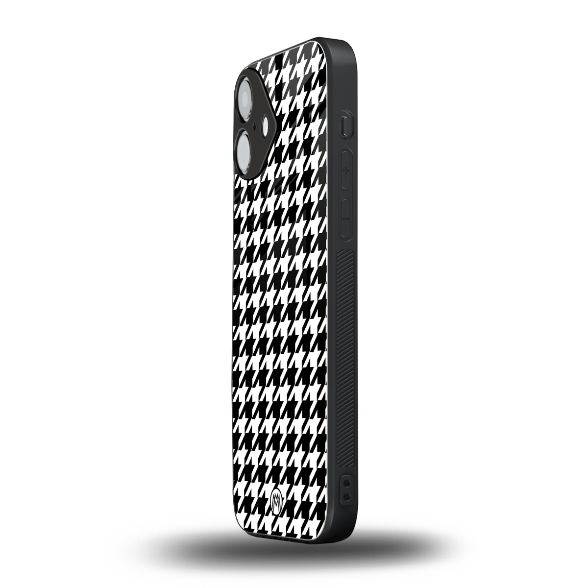 houndstooth classic back phone cover | glass case for iphone 16 plus