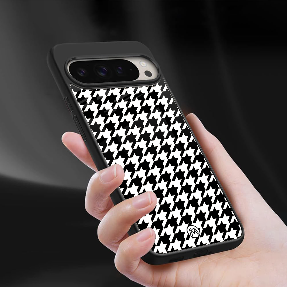 houndstooth classic back phone cover | glass case for google pixel 9 pro