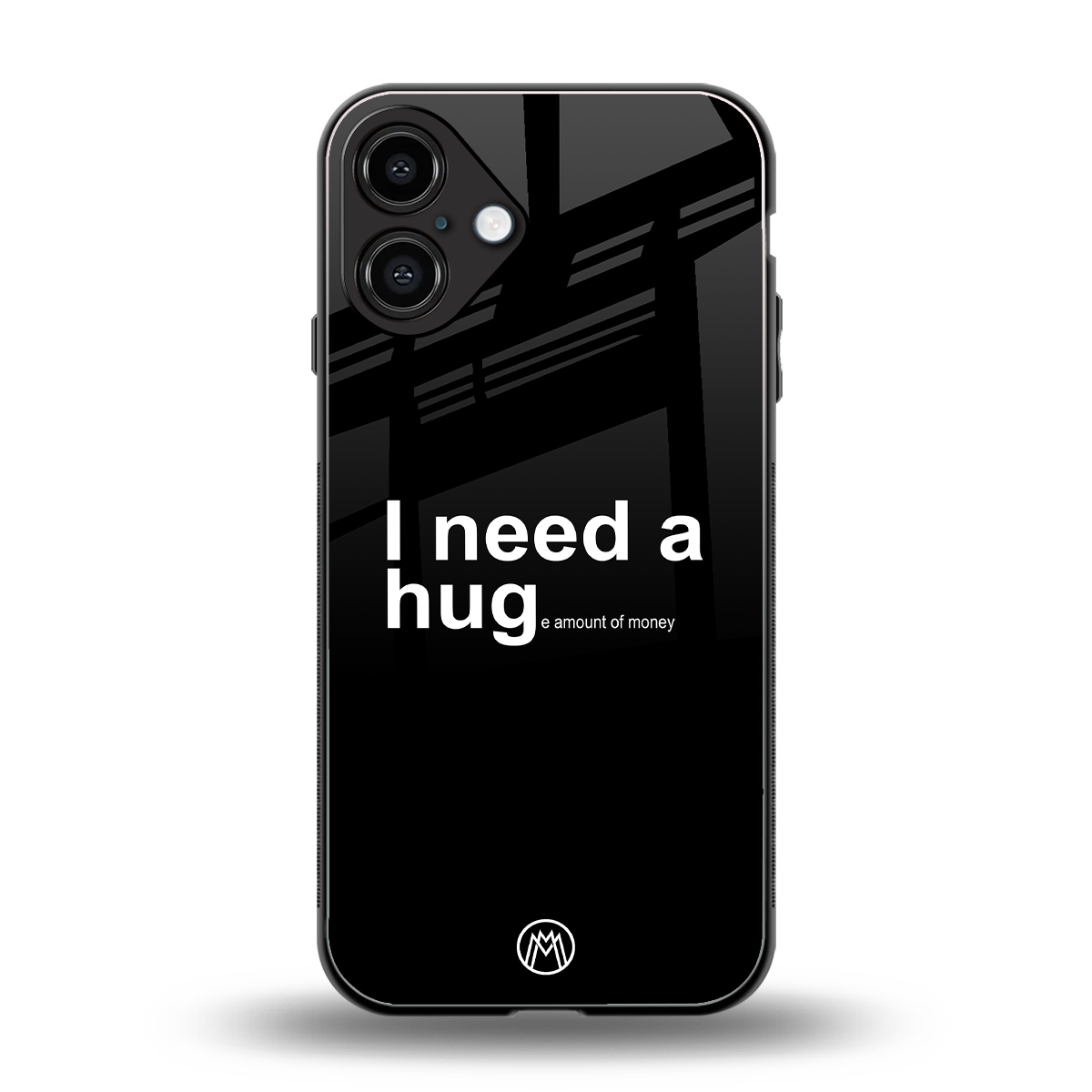 hug me black back phone cover | glass case for iphone 16 plus
