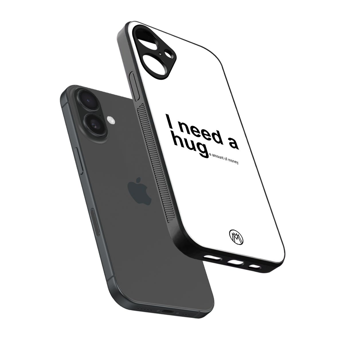 hug me white back phone cover | glass case for iphone 16 plus