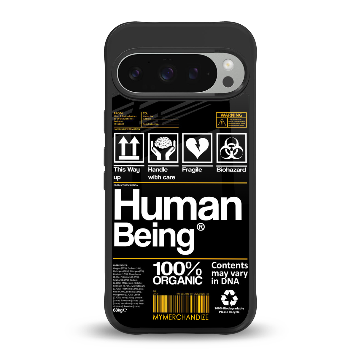 human being label back phone cover | glass case for google pixel 9 pro xl