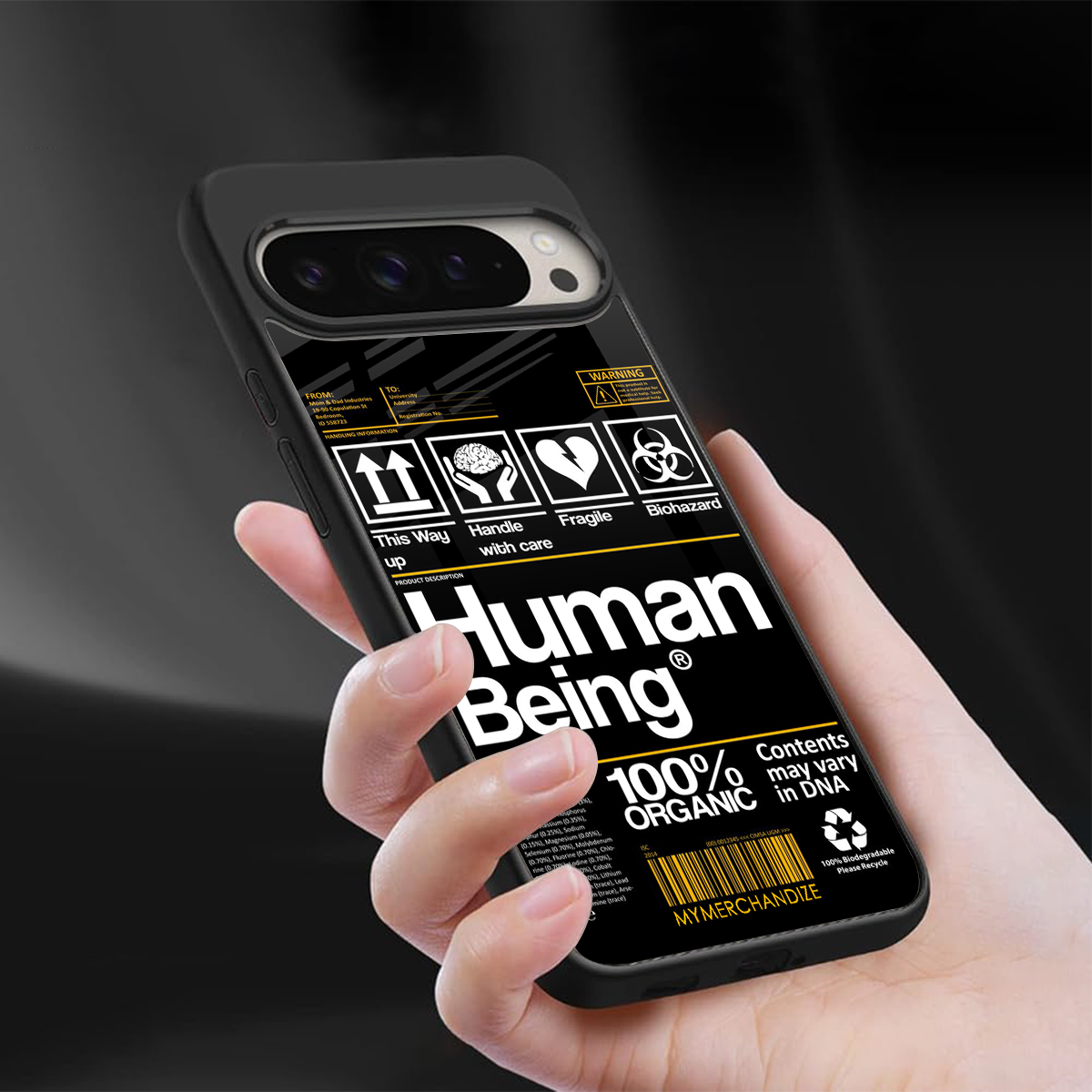 human being label back phone cover | glass case for google pixel 9 pro xl