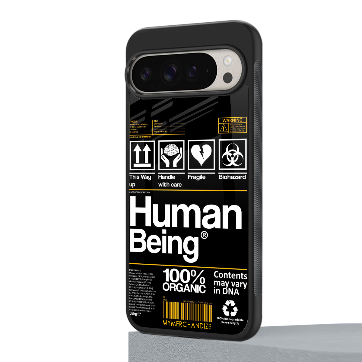 human being label back phone cover | glass case for google pixel 9 pro xl