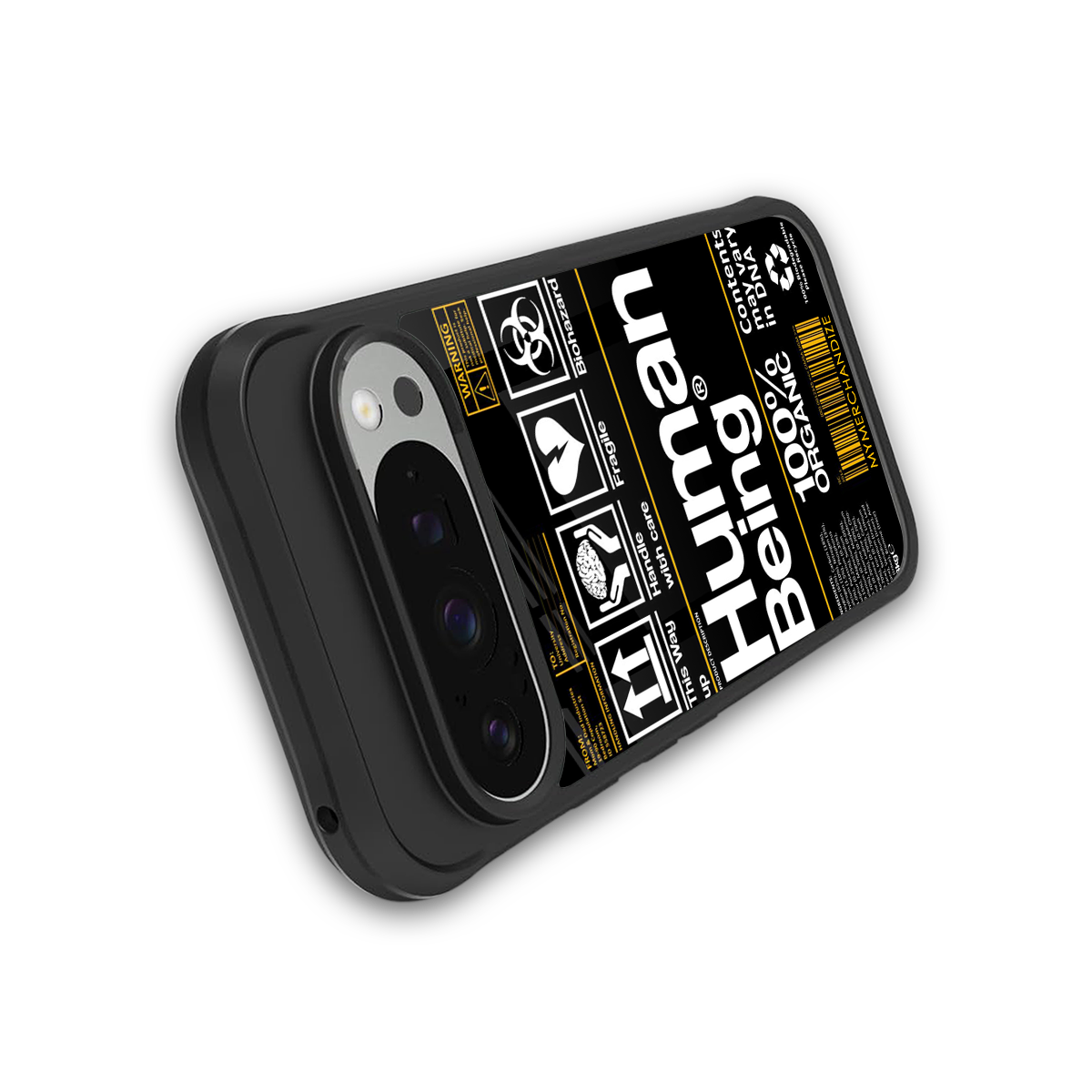 human being label back phone cover | glass case for google pixel 9 pro xl