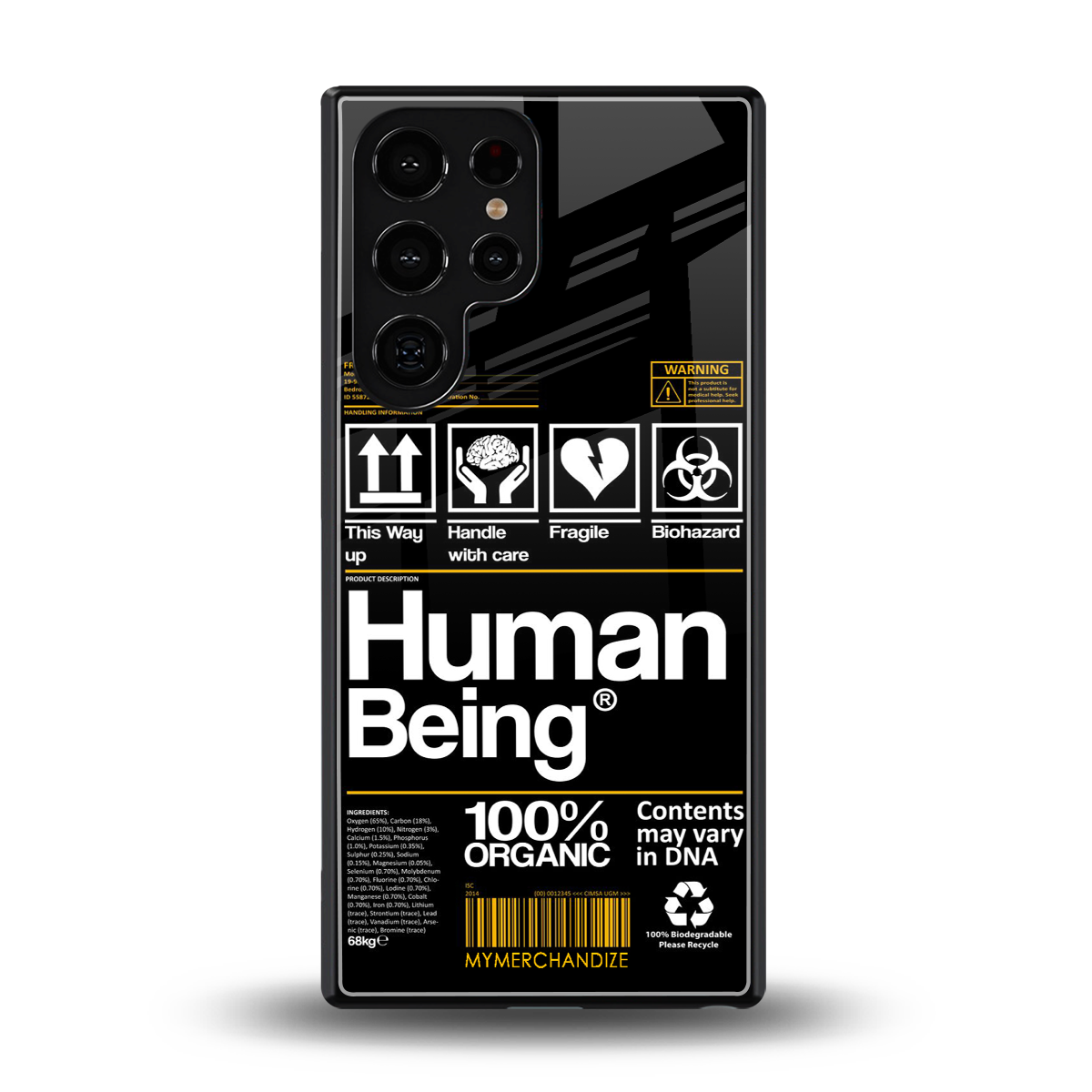 human being label back phone cover | glass case for samsung galaxy s25 ultra