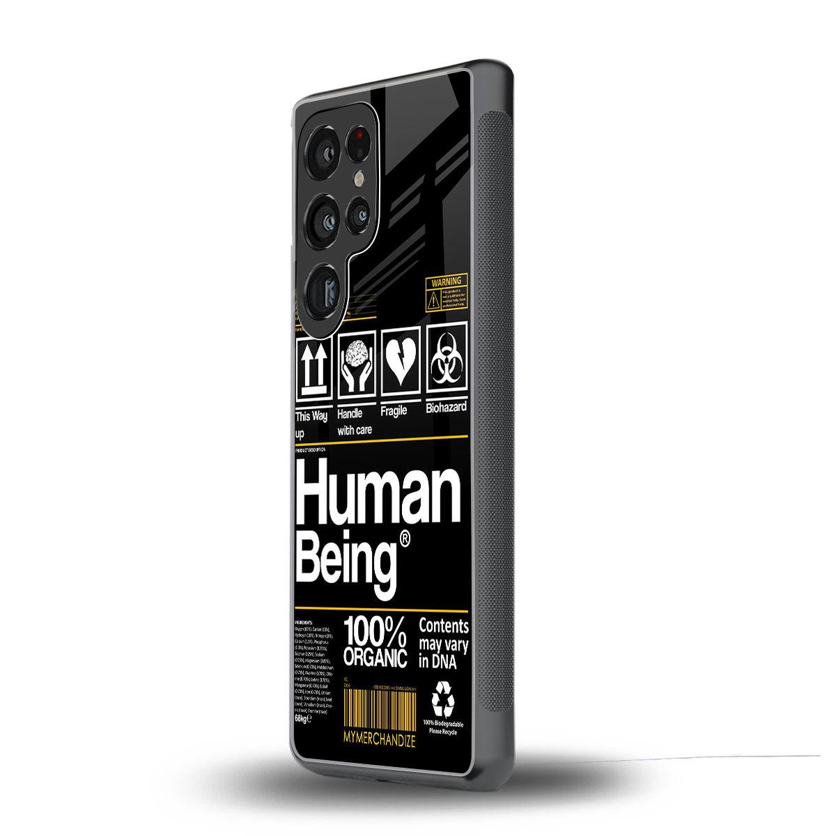 human being label back phone cover | glass case for samsung galaxy s25 ultra