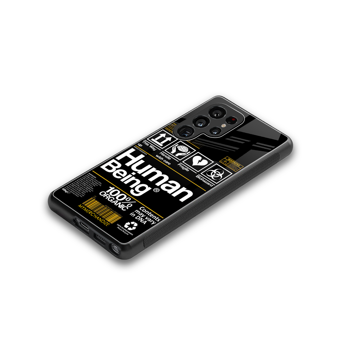 human being label back phone cover | glass case for samsung galaxy s25 ultra