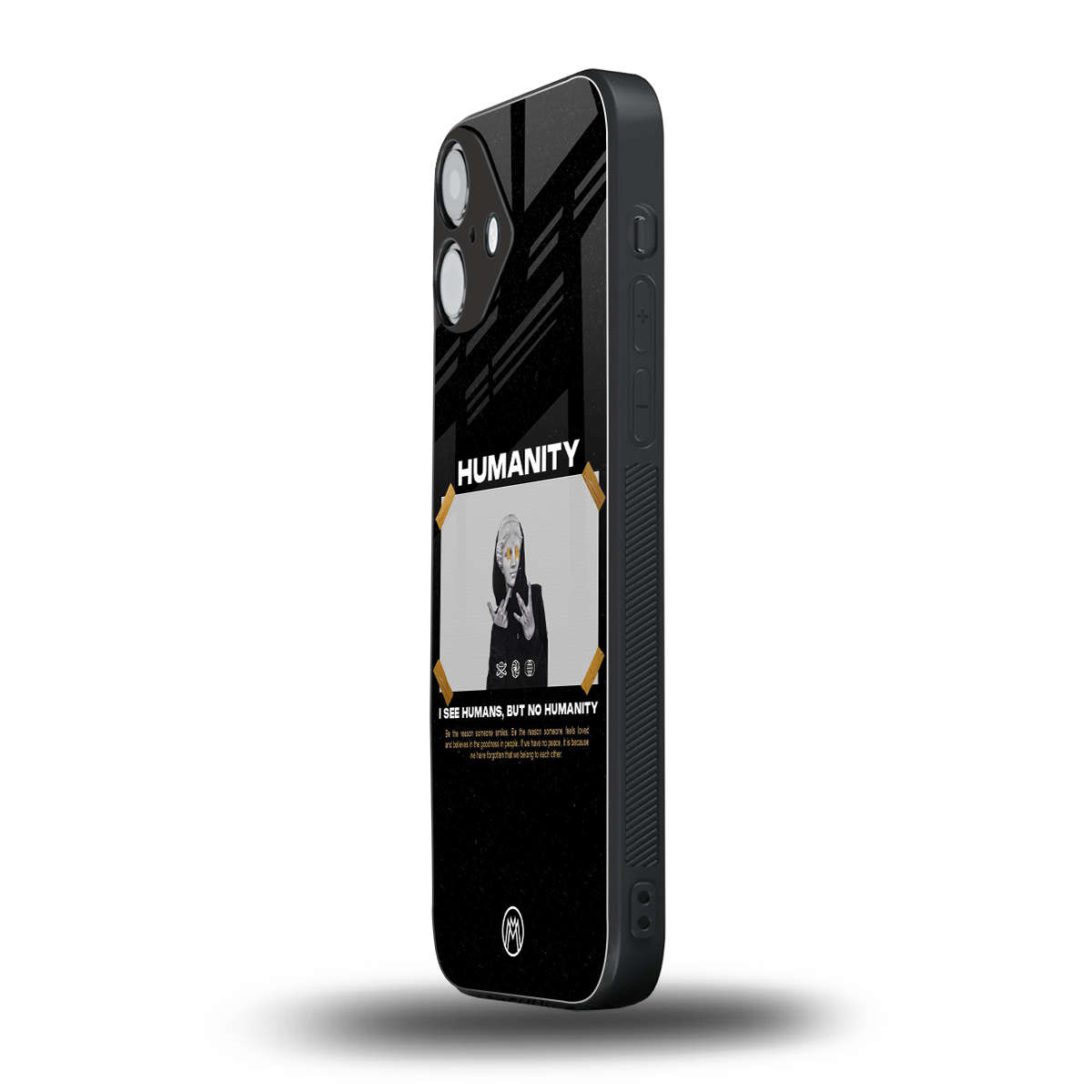 humans but no humanity back phone cover | glass case for iphone 16 plus