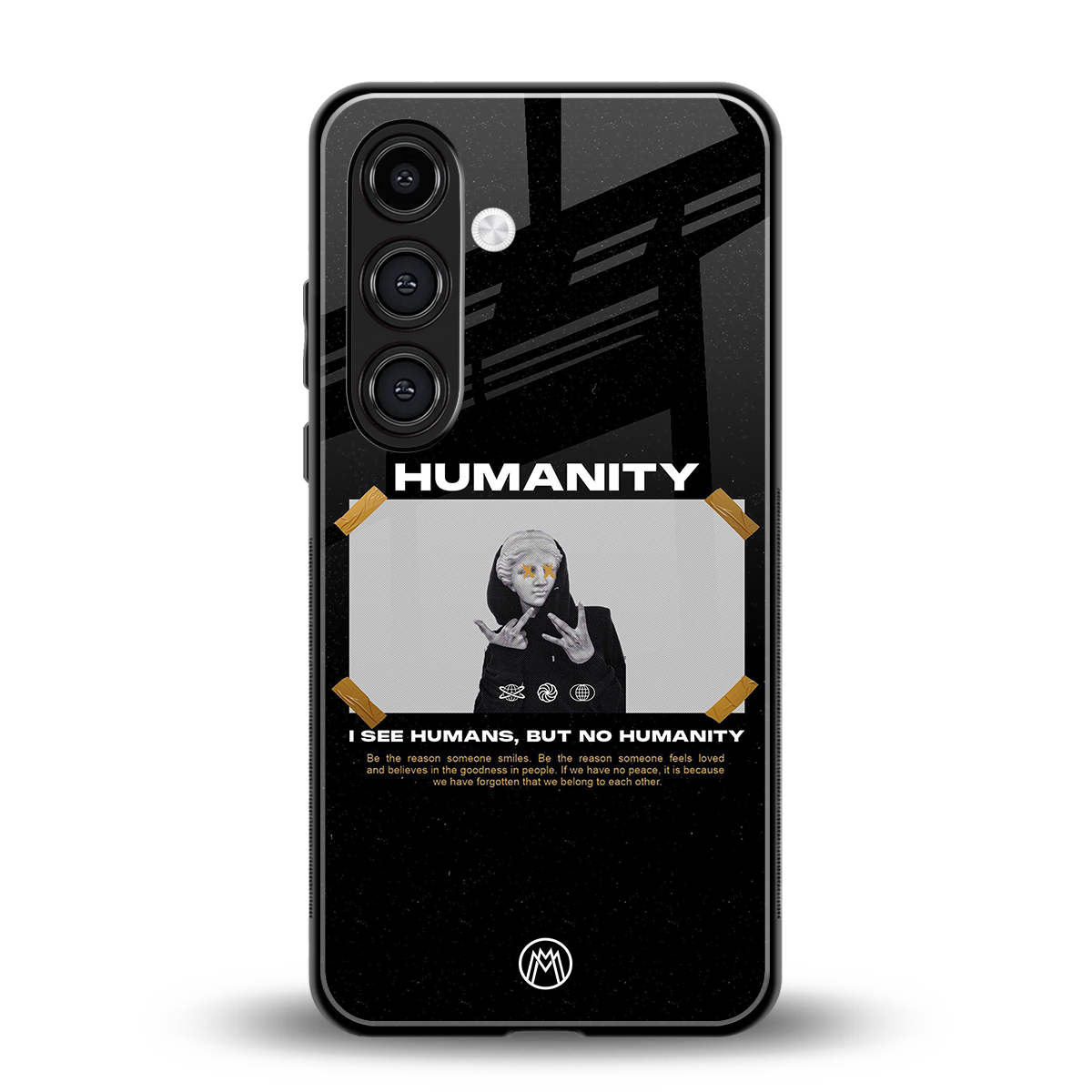 humans but no humanity back phone cover | glass case for samsung galaxy s24 fe