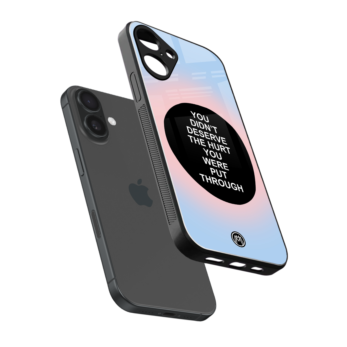 hurt back phone cover | glass case for iphone 16 plus