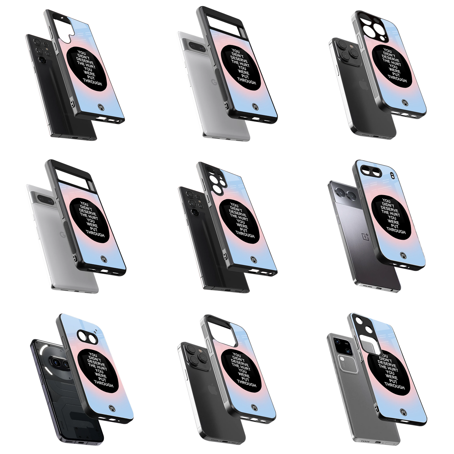 Durable Glass Back Mobile Case for iPhone, Samsung, OnePlus, Google Pixel, Redmi, Vivo, Oppo
