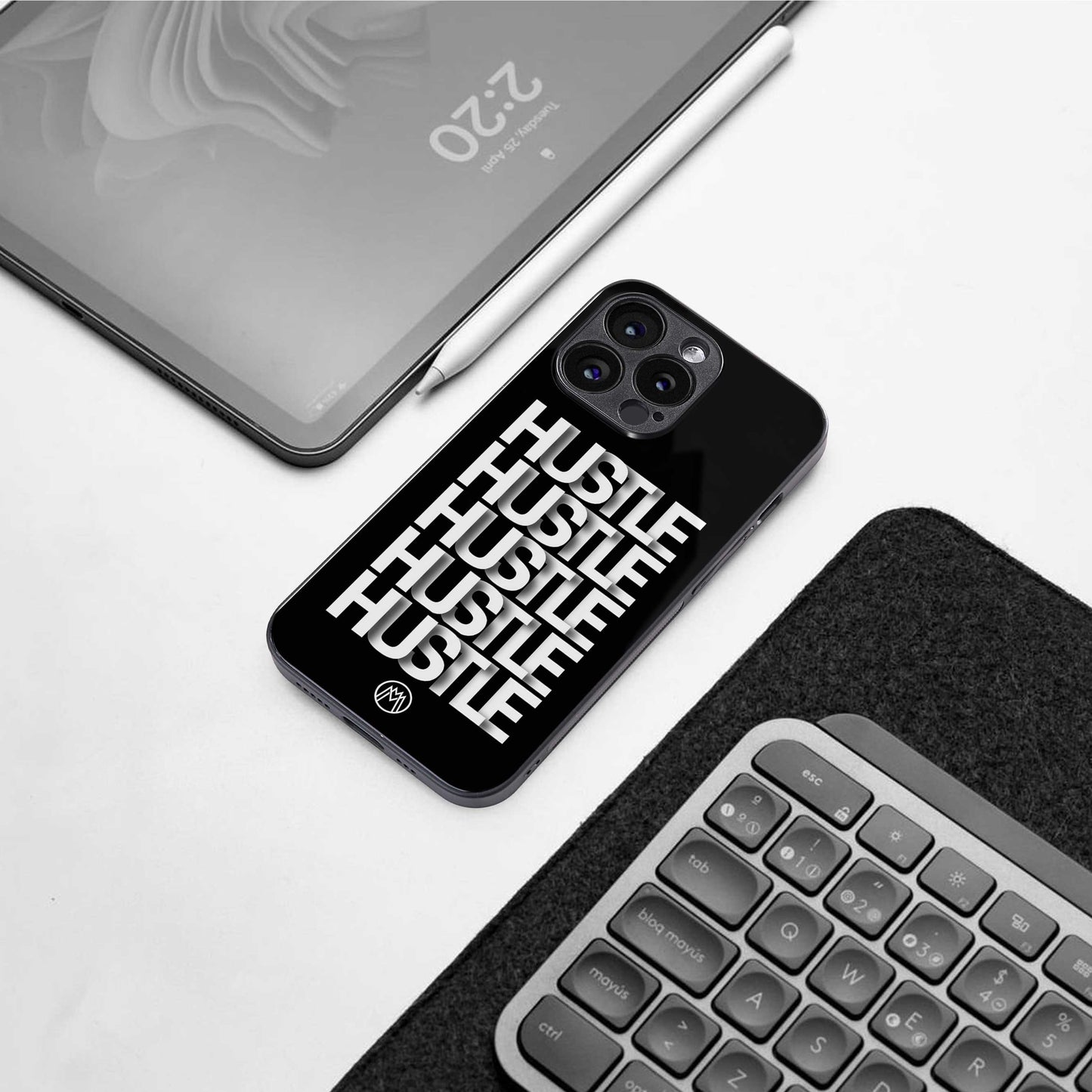 hustle back phone cover | glass case for iphone 13 pro max