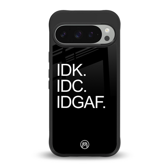 idgaf back phone cover | glass case for google pixel 9 pro