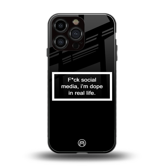 i'm dope in real life black glass back phone cover | glass case for iphone 14 pro max