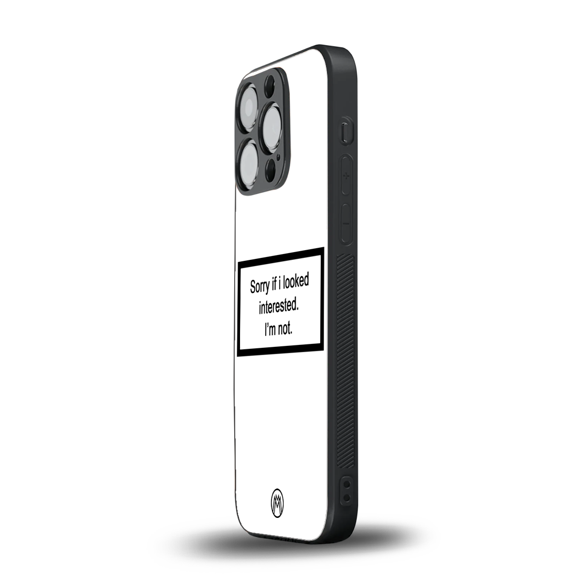 i'm not interested white back phone cover | glass case for iphone 13 pro