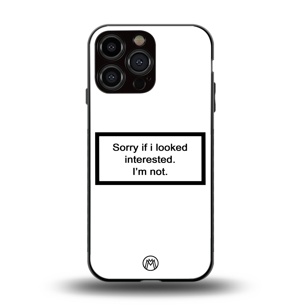 i'm not interested white back phone cover | glass case for iphone 14 pro max