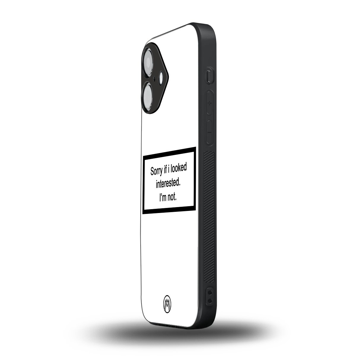 i'm not interested white back phone cover | glass case for iphone 16