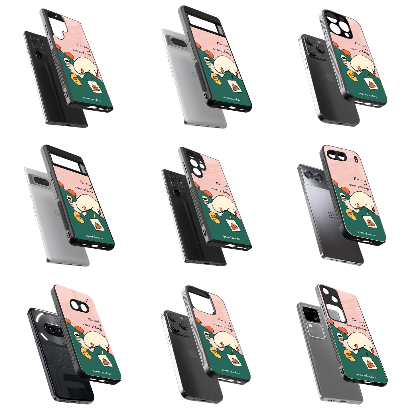 Durable Glass Back Mobile Case for iPhone, Samsung, OnePlus, Google Pixel, Redmi, Vivo, Oppo