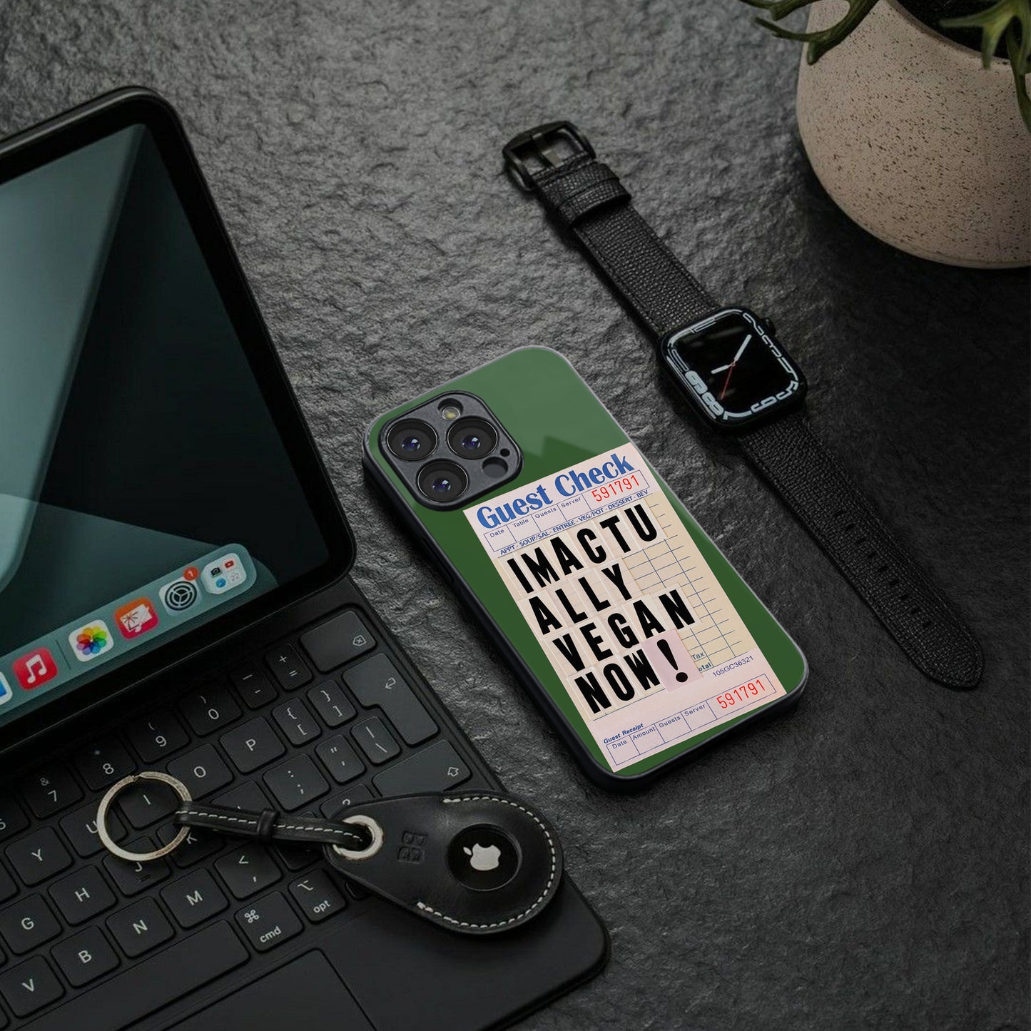 i'm vegan back phone cover | glass case for iphone 15 plus