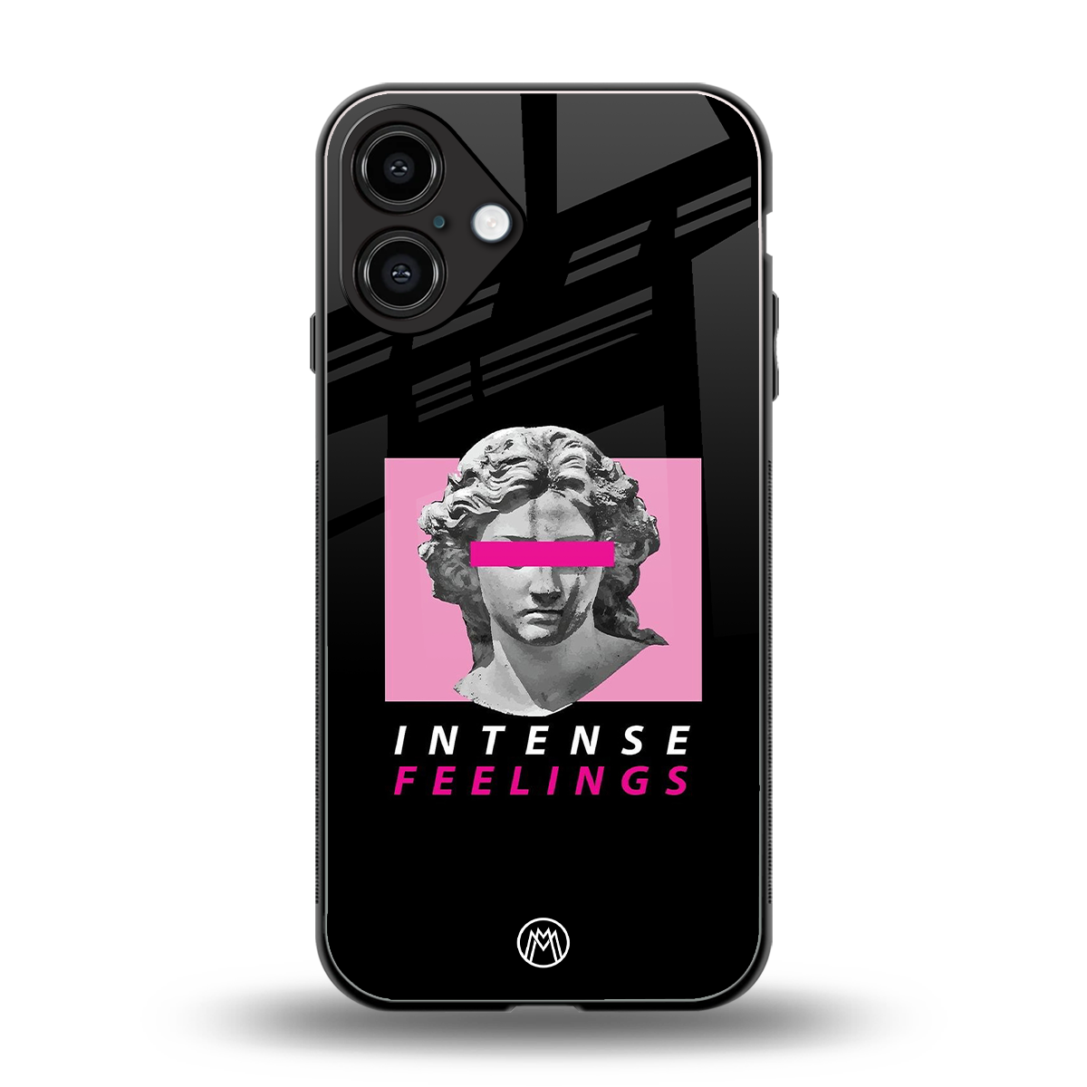 intense feelings back phone cover | glass case for iphone 16 plus