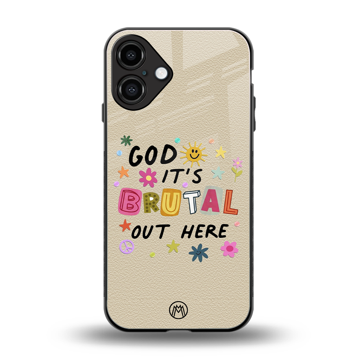 it's brutal out here back phone cover | glass case for iphone 16 plus
