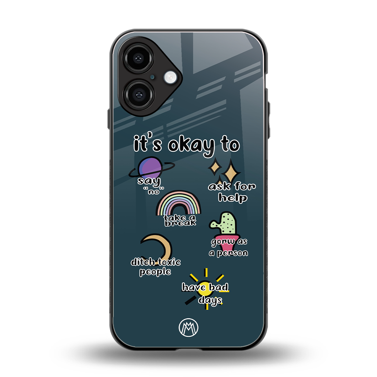 it's okay back phone cover | glass case for iphone 16 plus