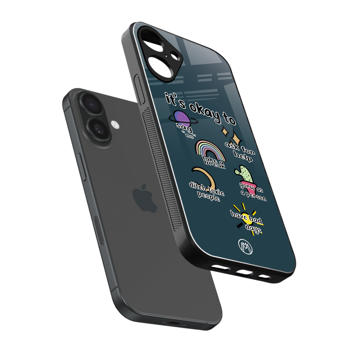it's okay back phone cover | glass case for iphone 16 plus