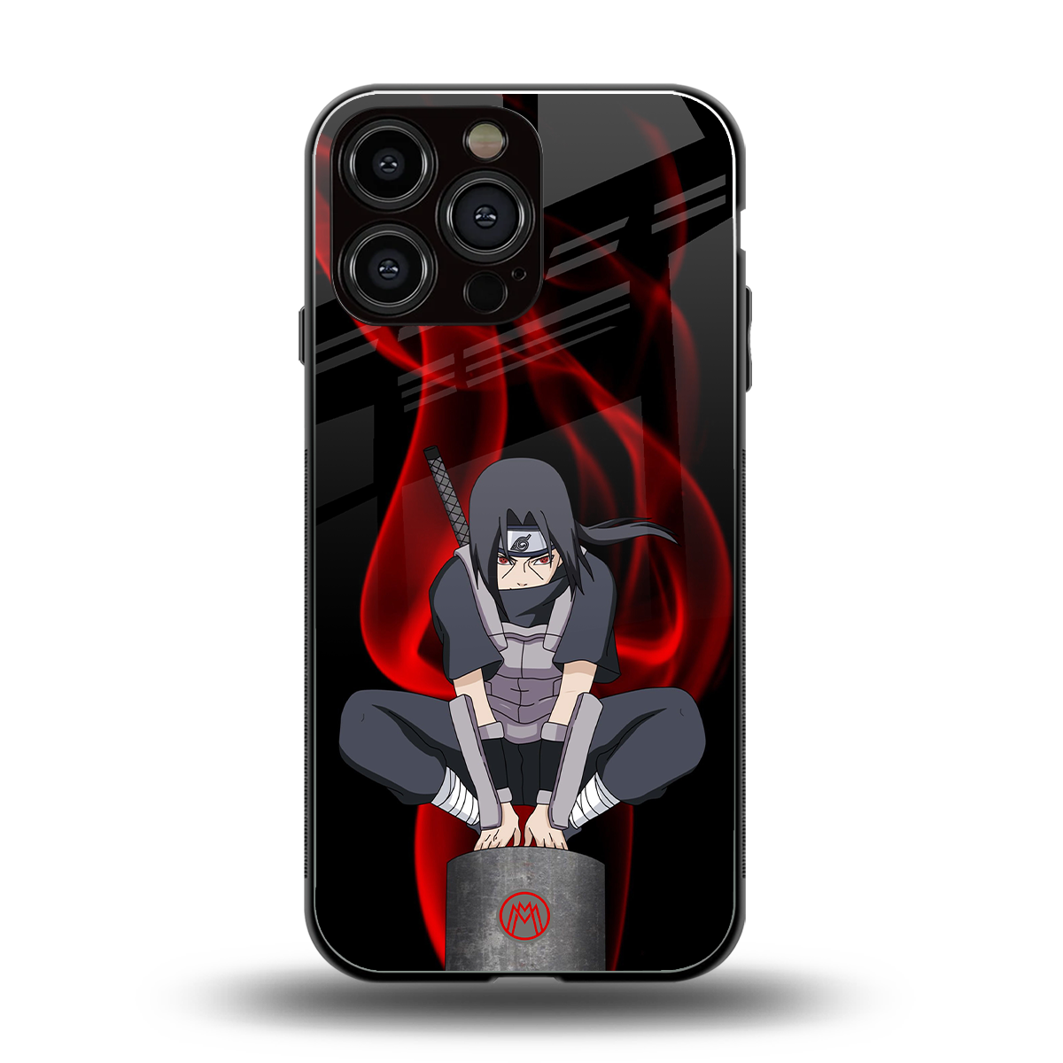 itachi uchiha back phone cover | glass case for iphone 14 pro max