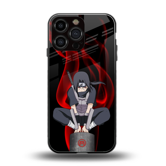 itachi uchiha back phone cover | glass case for iphone 14 pro max