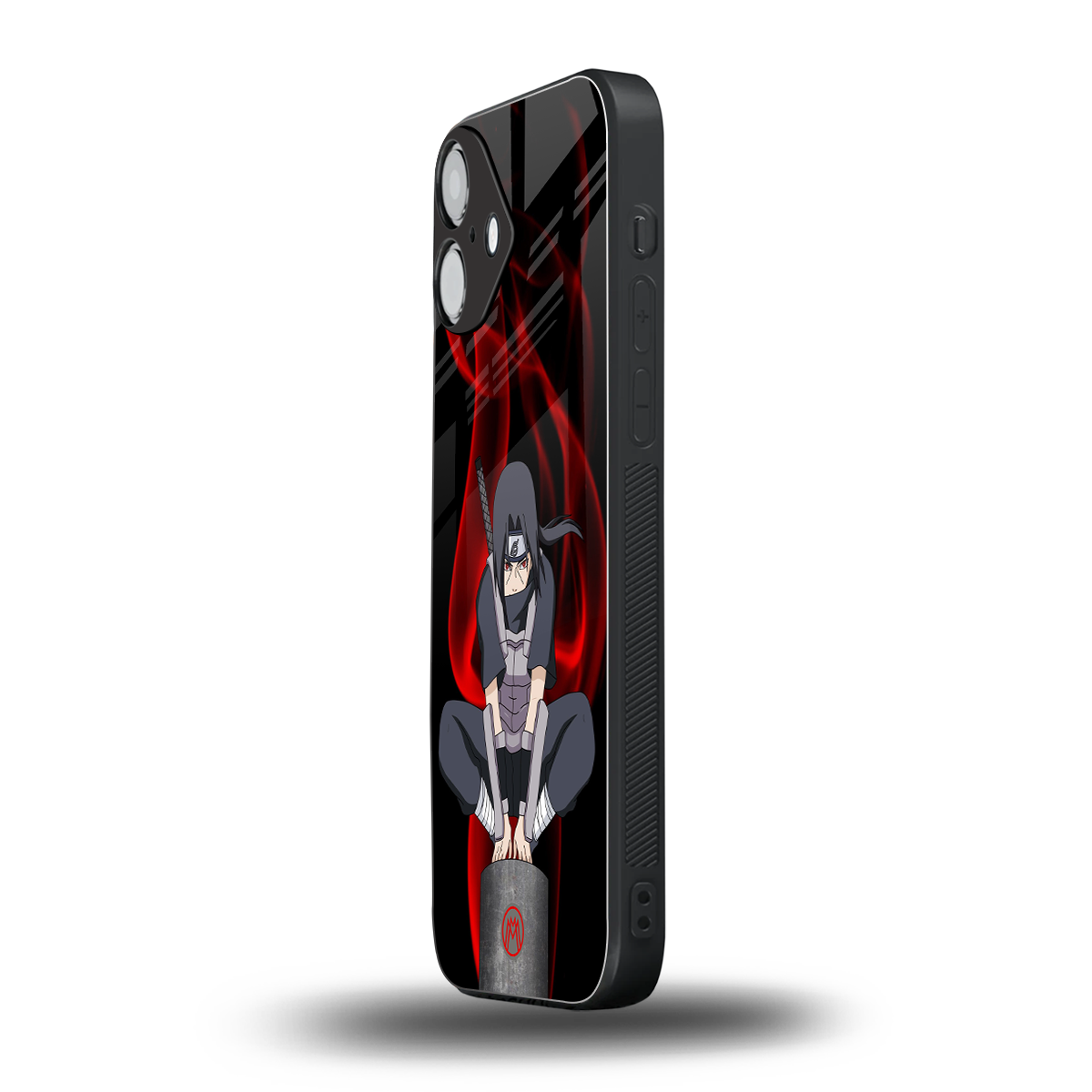 itachi uchiha back phone cover | glass case for iphone 16 plus