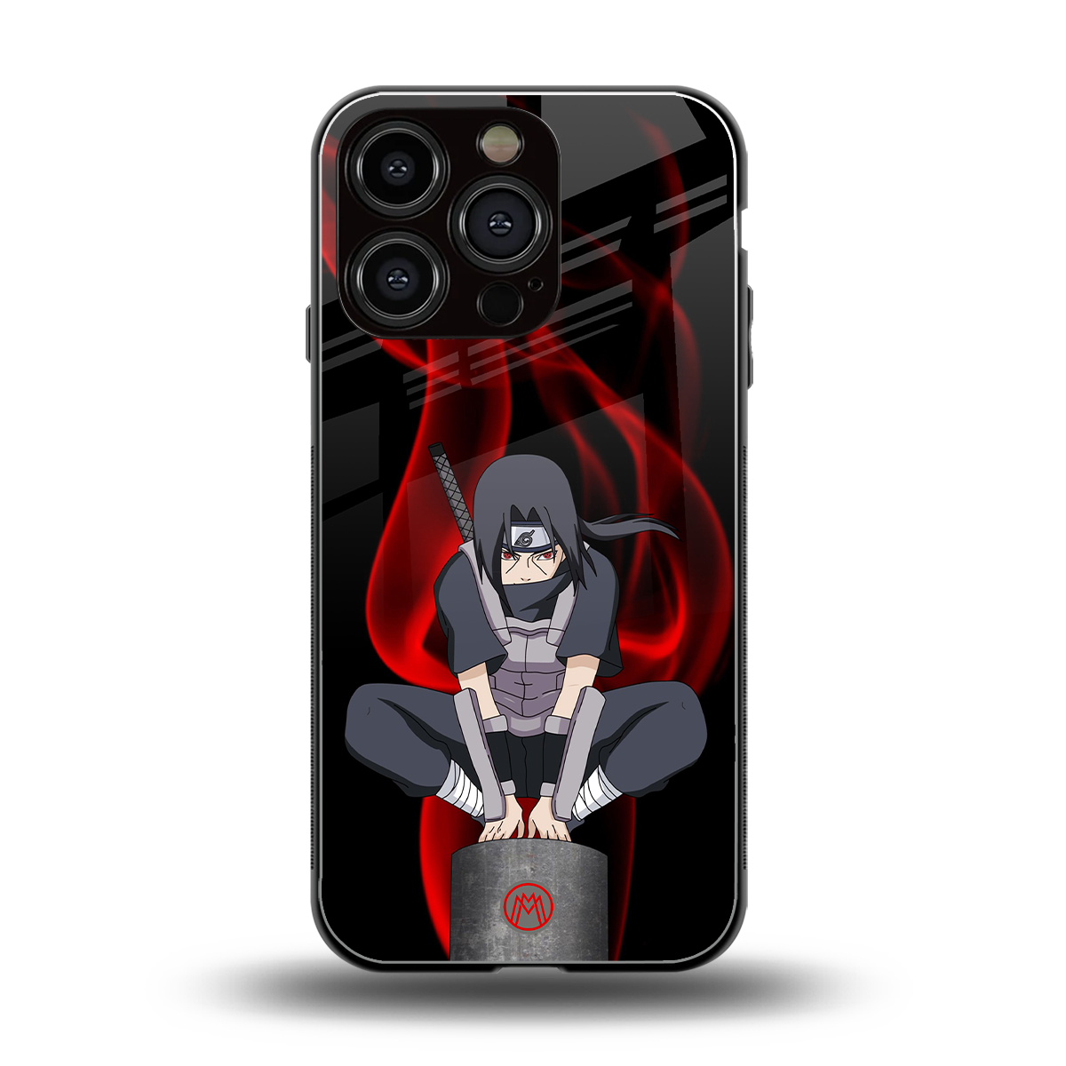 itachi uchiha back phone cover | glass case for iphone 16 pro