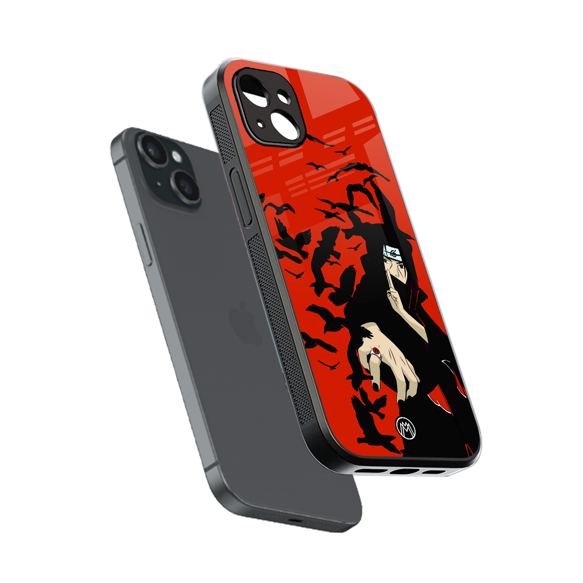 itachi uchiha red back phone cover | glass case for iphone 15 plus