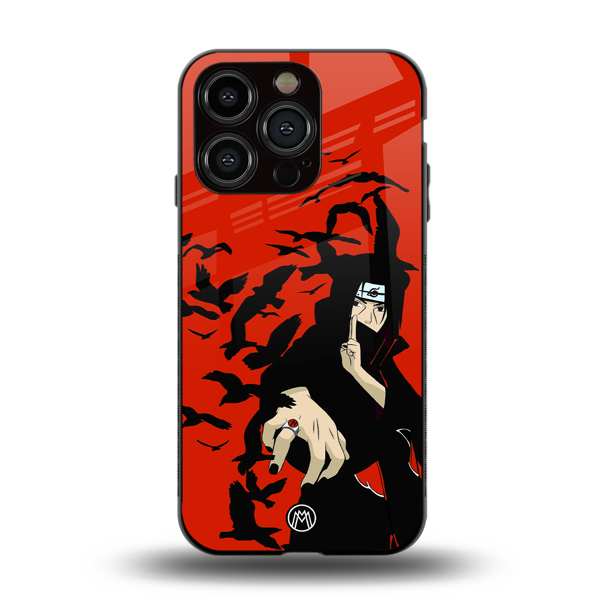 itachi uchiha red back phone cover | glass case for iphone 15 pro