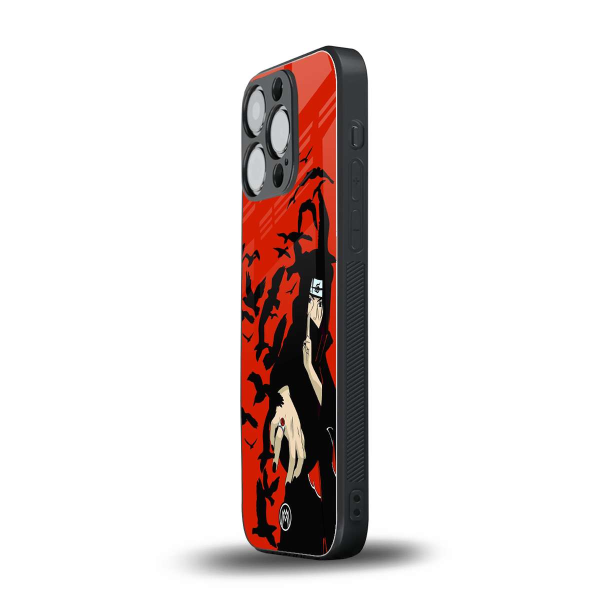 itachi uchiha red back phone cover | glass case for iphone 15 pro