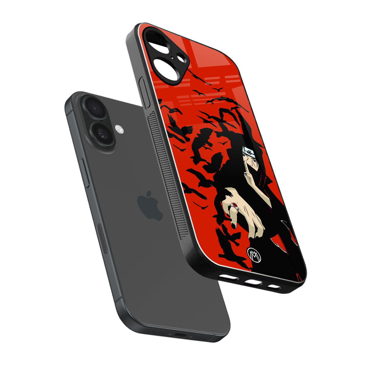 itachi uchiha red back phone cover | glass case for iphone 16 plus