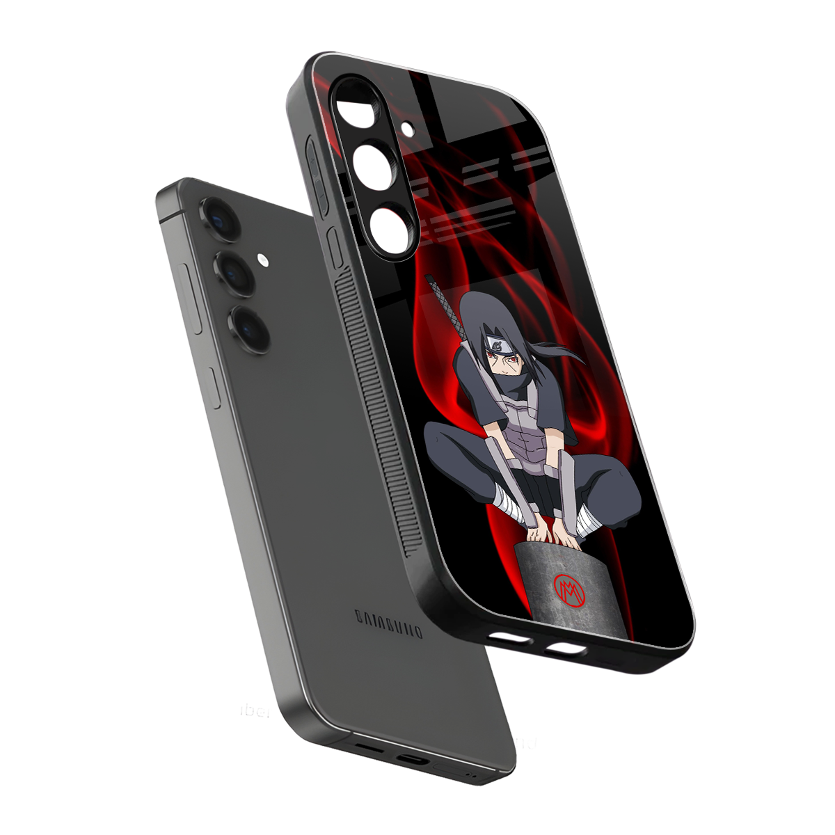 itachi uchiha back phone cover | glass case for samsung galaxy s24 fe