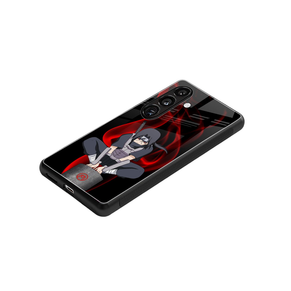 itachi uchiha back phone cover | glass case for samsung galaxy s24 fe