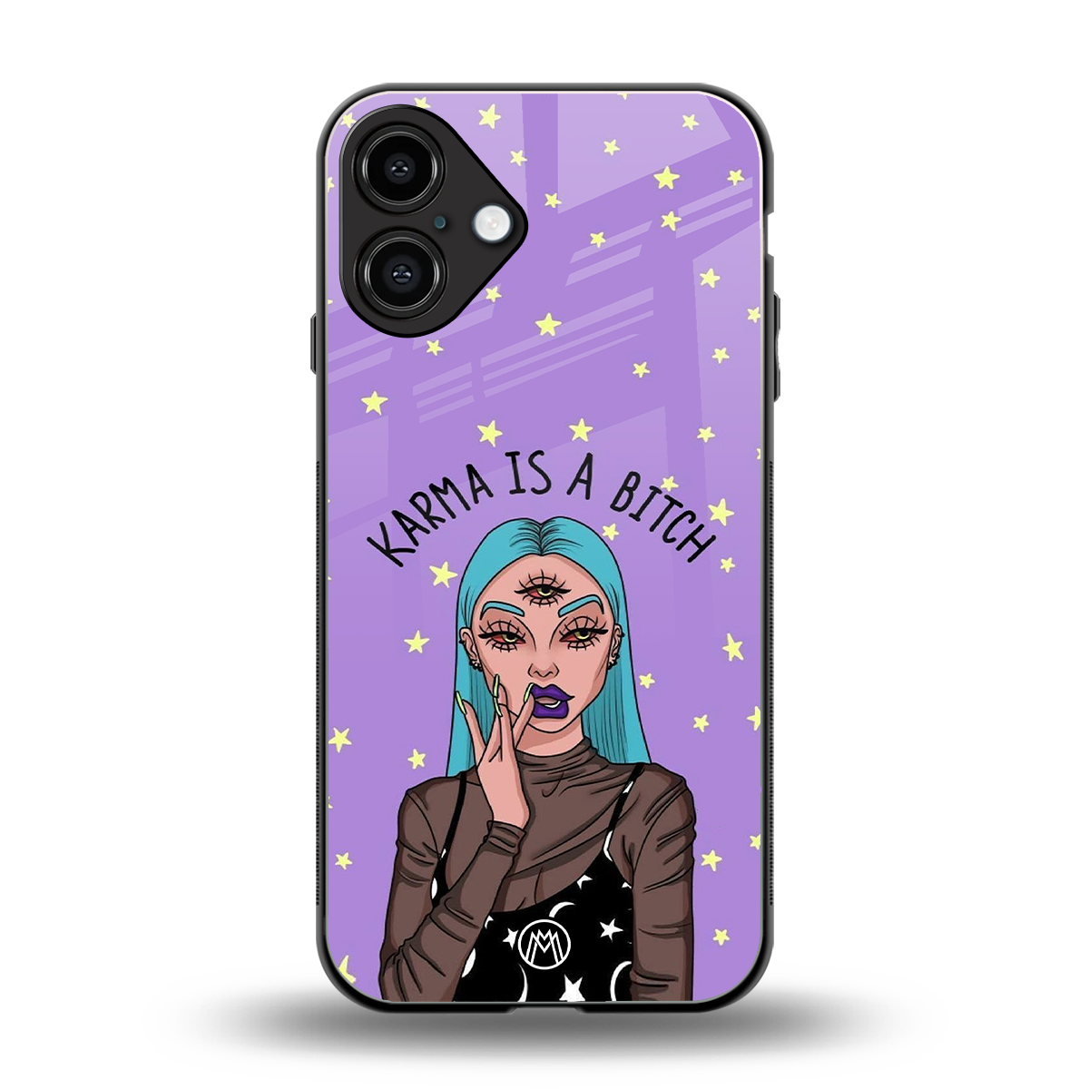 karma is a bitch back phone cover | glass case for iphone 16 plus