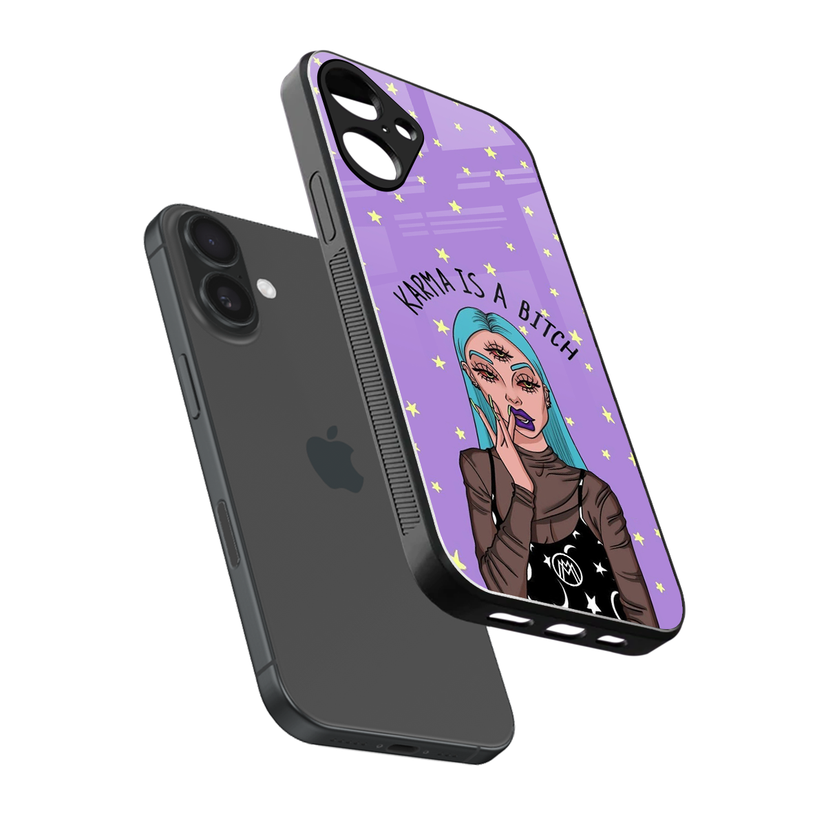 karma is a bitch back phone cover | glass case for iphone 16 plus