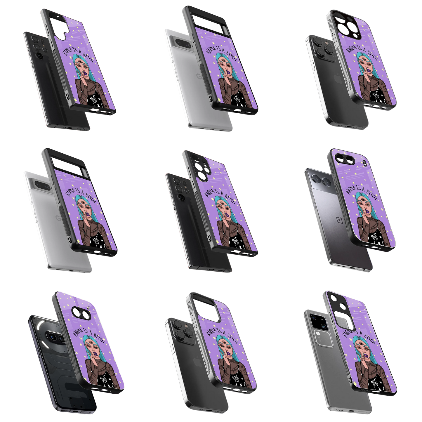 Durable Glass Back Mobile Case for iPhone, Samsung, OnePlus, Google Pixel, Redmi, Vivo, Oppo